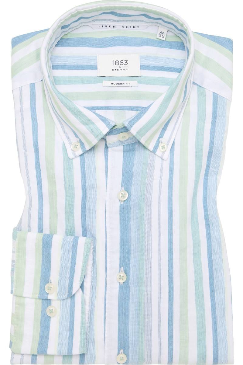 ETERNA 1863 Modern Fit Leinenhemd hellgrün, Gestreift