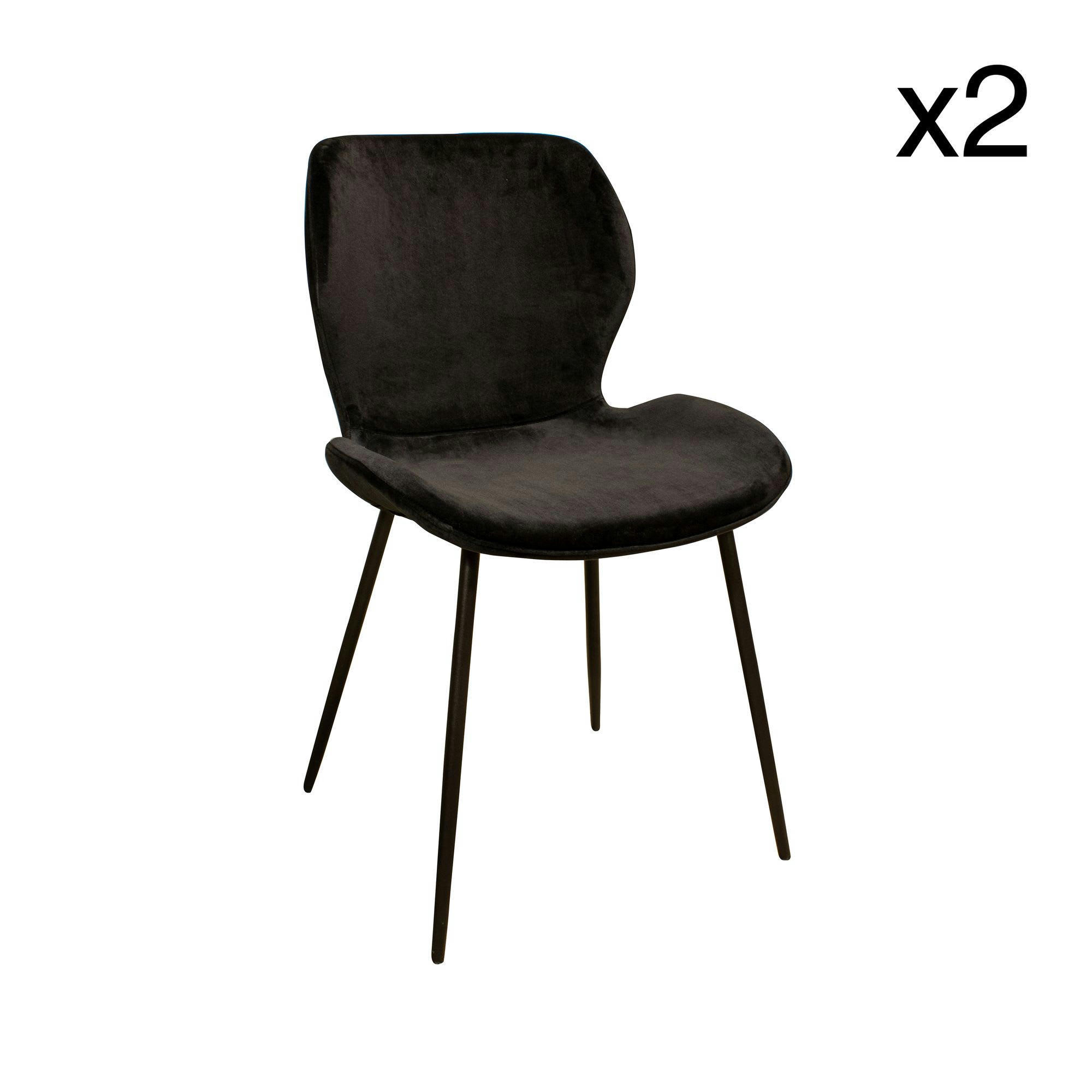 IBRA - Lot de 2 chaises en velours noir