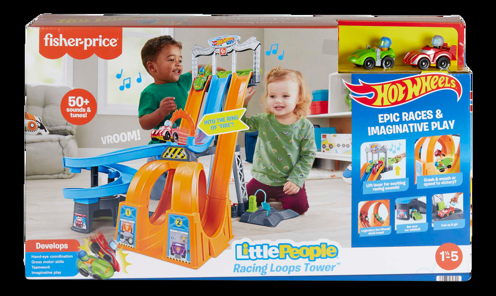 Fisher Price Little People Hot Wheels Racing Loops Tower, Ages 2+