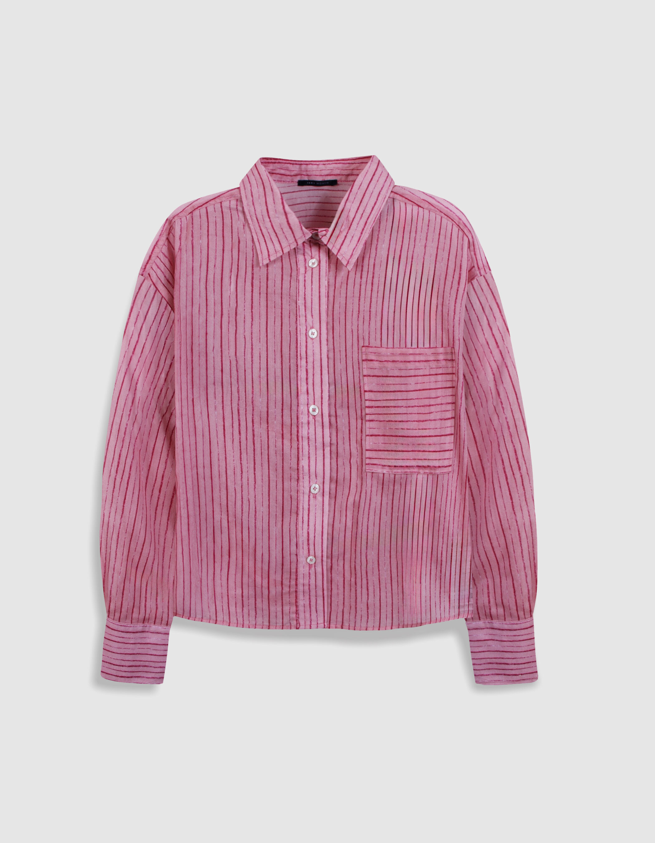 Chemise rayée rose et rouge cropped Femme