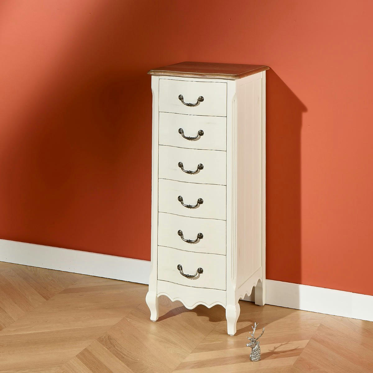 ORIANE - Colonne de rangement 6 tiroirs blanc