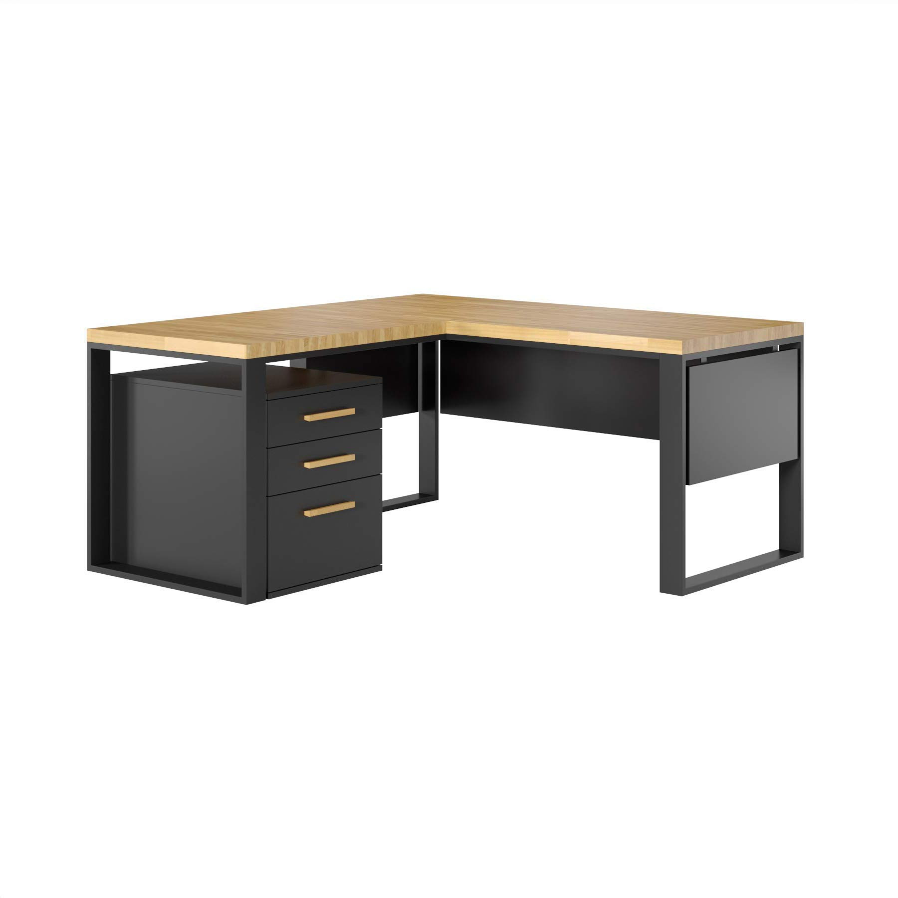 Stylowe Biurko Narożne Loft w Kolorze Czarnym 180x70 cm