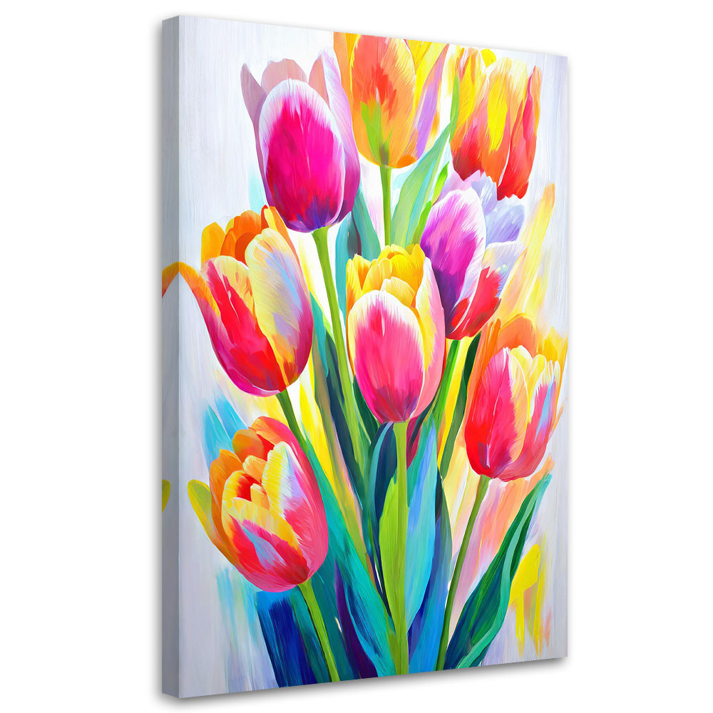 Feeby Obraz na płótnie, Kolorowe Tulipany Kwiaty 40x60