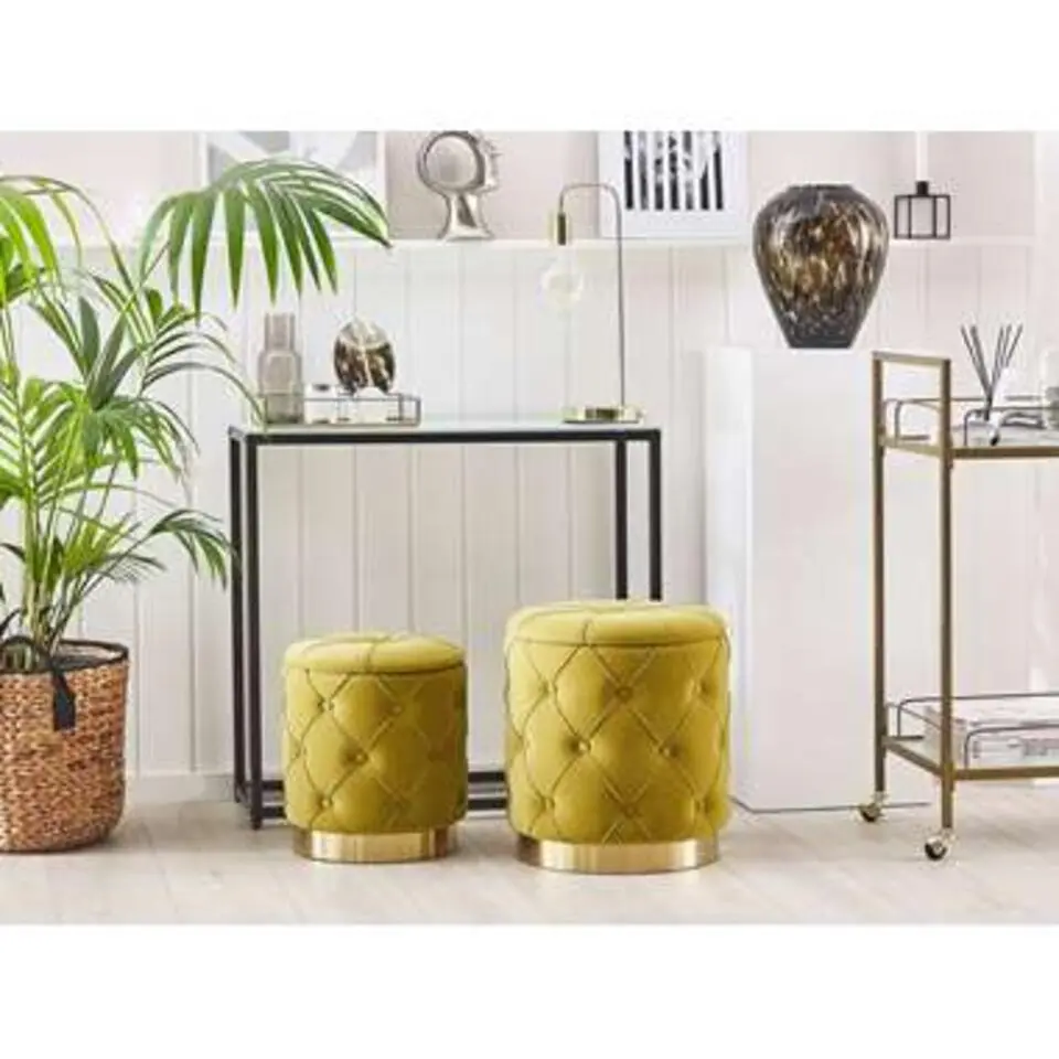 PUEBLO - Poef - Geel - 40/33 cm - Fluweel