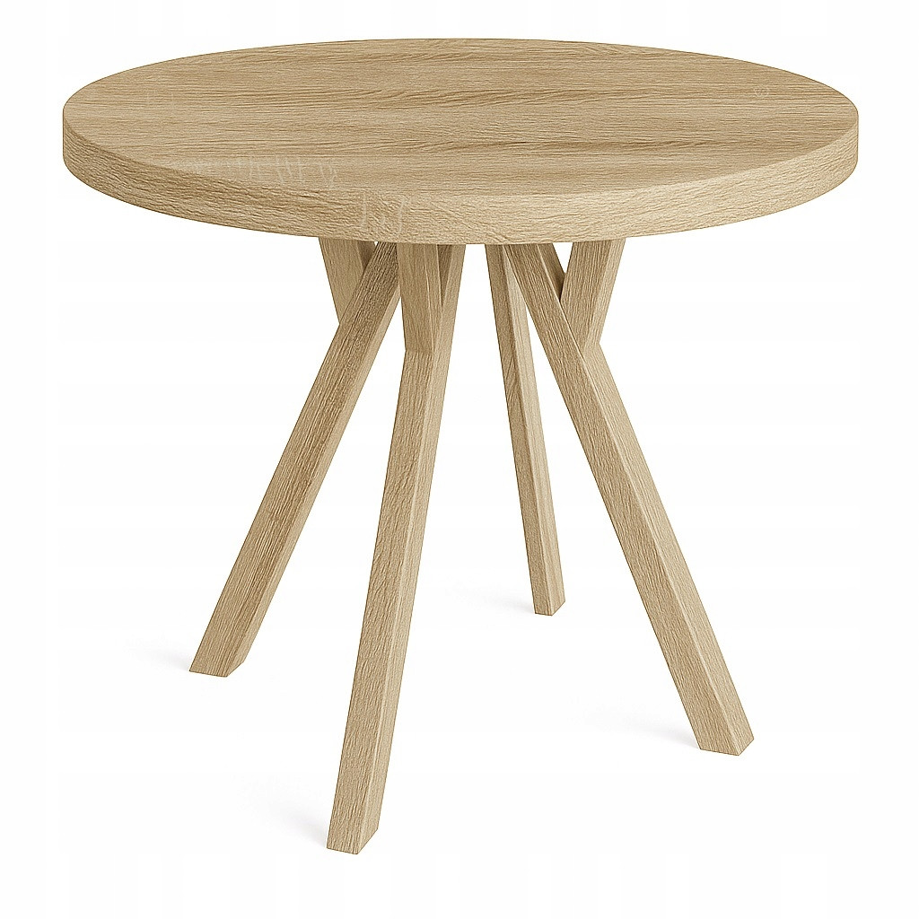 Stół ława okrągły 100 cm blat 3,6cm nogi Drewno Dąb Sonoma