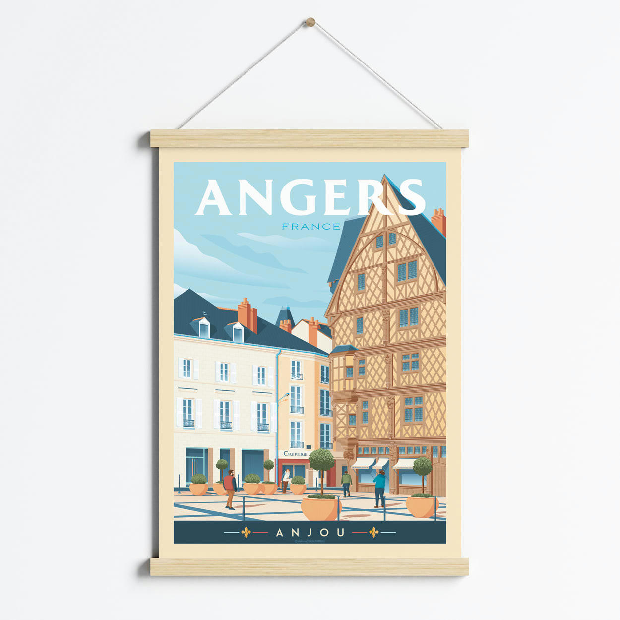 - Affiche Angers Maison d'Adam + Cadre Magnétique (Bois) 50x70 cm