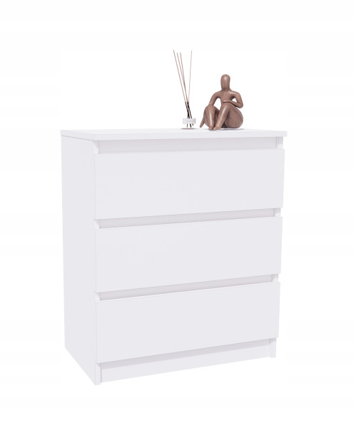 Komoda Biała, 3 Szuflady, Szafka Rtv, 60 Cm, Nowoczesna, Salon