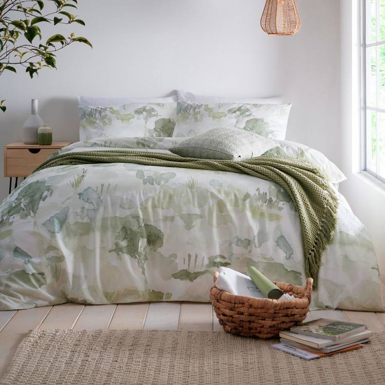Appletree Edale Cotton Printed Green Bedding Set - Double