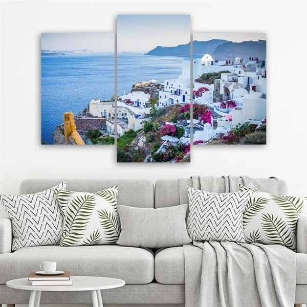 Feeby Obraz tryptyk na płótnie Santorini wiosną 60x40