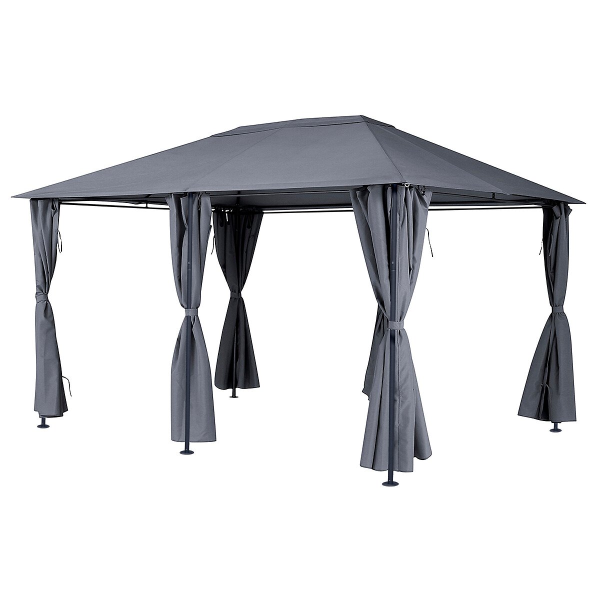 Pérgola SANTORINI cinza ardósia com cortinas 3x4m