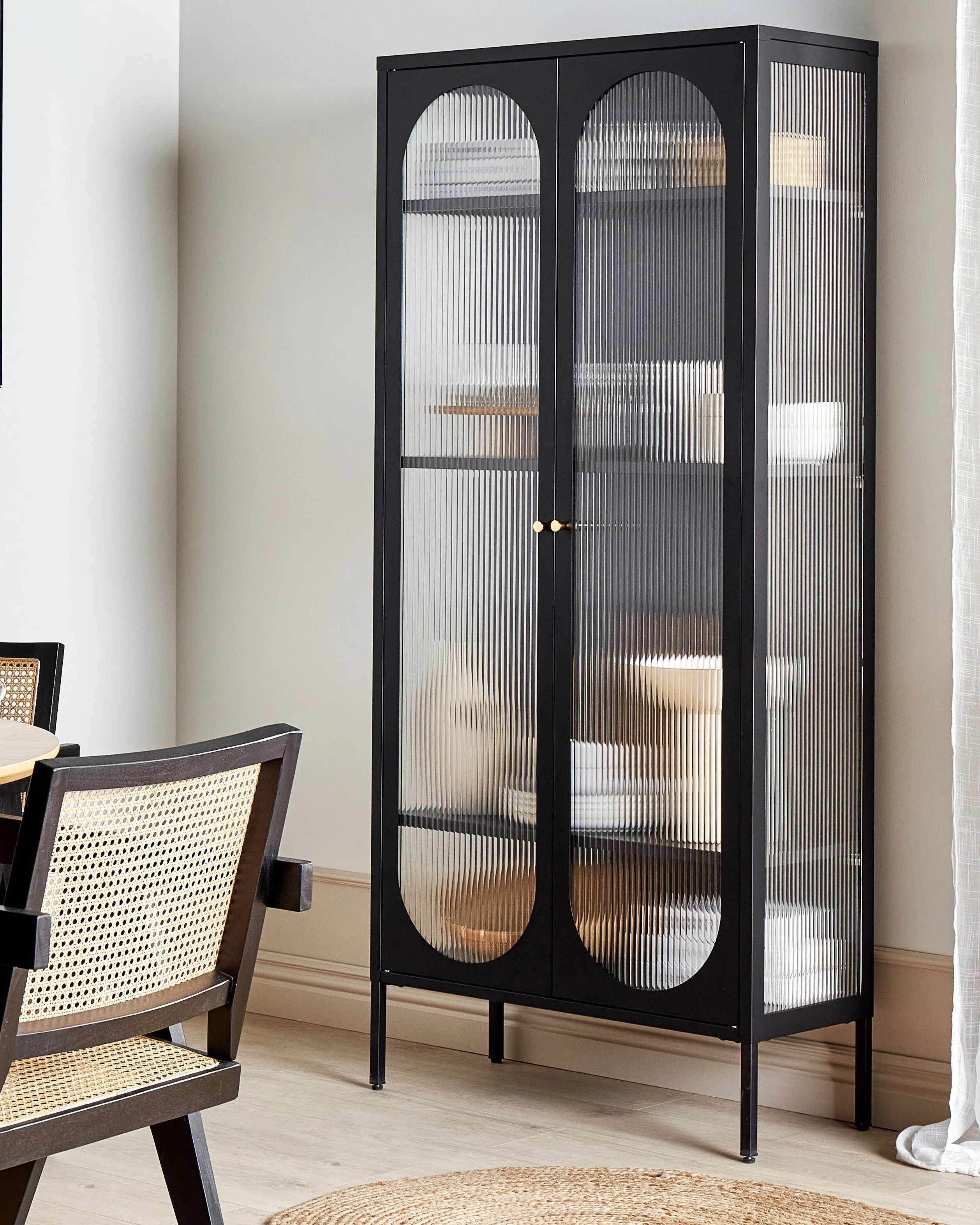 Glass Display Cabinet FOXTON Metal 80 cm Black