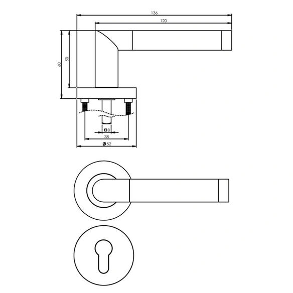 Türdrücker »Nicole«, D.52x10 mm PZ-Rosetten