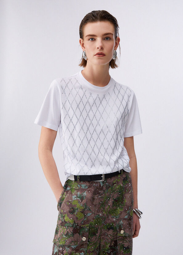 T-shirt con castoni gioiello
