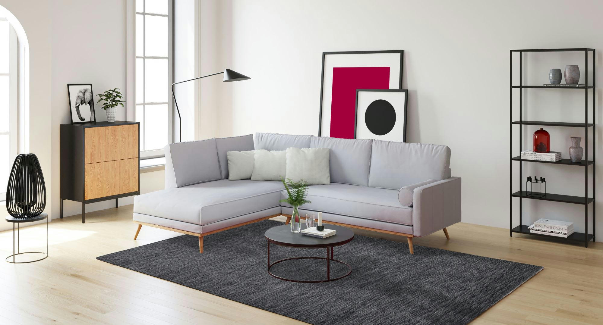 HOLI - Tapis salon - tissé main - 100% laine - gris foncé 070x140 cm