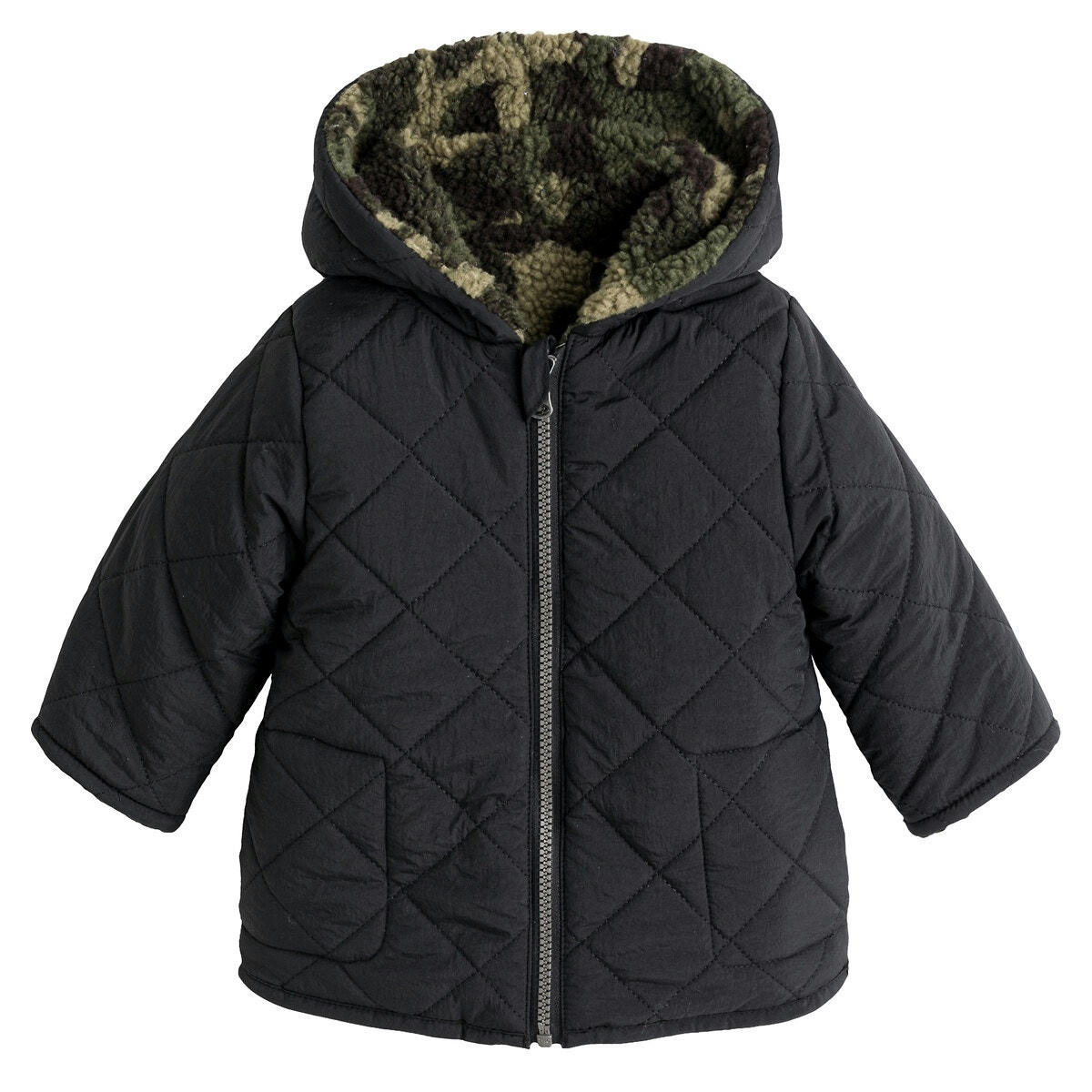 Parka chaude à capuche réversible
