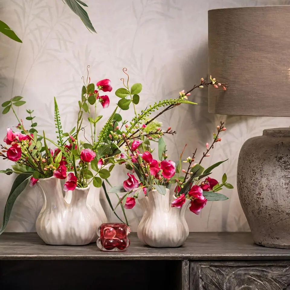 Wurm Tulpenvaas - wit - keramiek - 13 x 13 x 16 cm - bloemenvaas