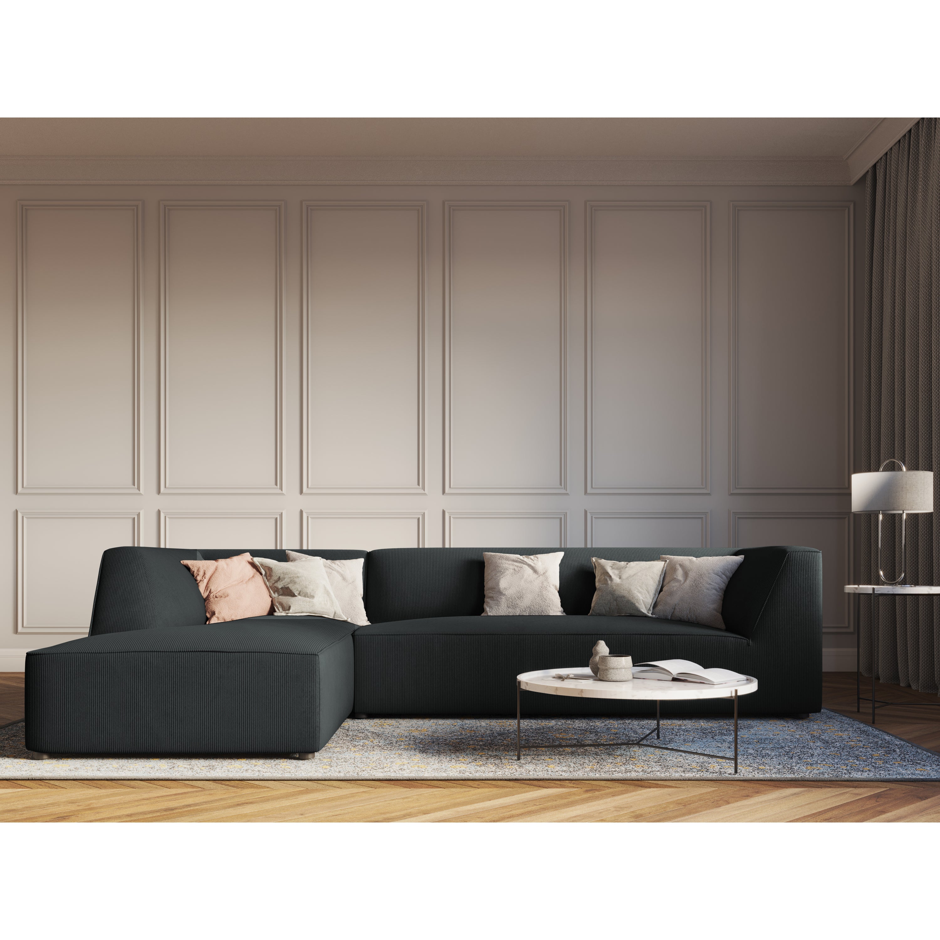 Windsor & Co Sao Hoekbank met Chaise Longue Links - 4-zits - Ribstof -