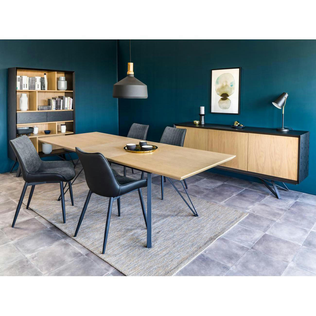 ST MORE - Lot de 4 - Chaise assise tissue and pu leather gris anthracite pieds m