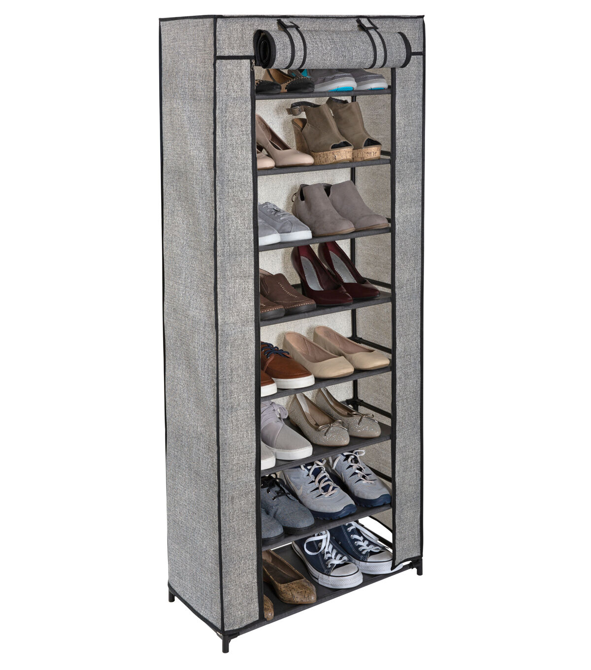 Simplify 55 Gray 8 Tier Shoe Organizer With Cover