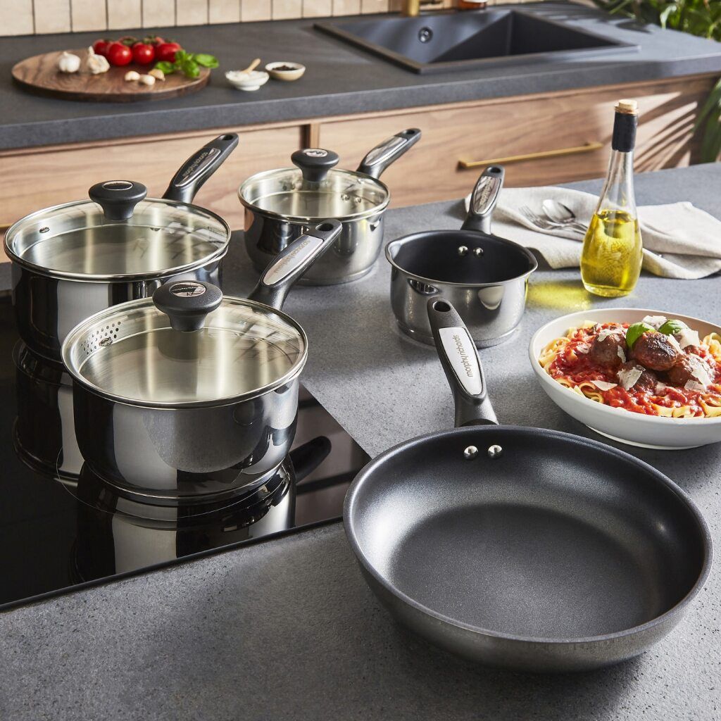 Morphy Richards 5 Piece Pouring Spout Stainless Steel Pan Set