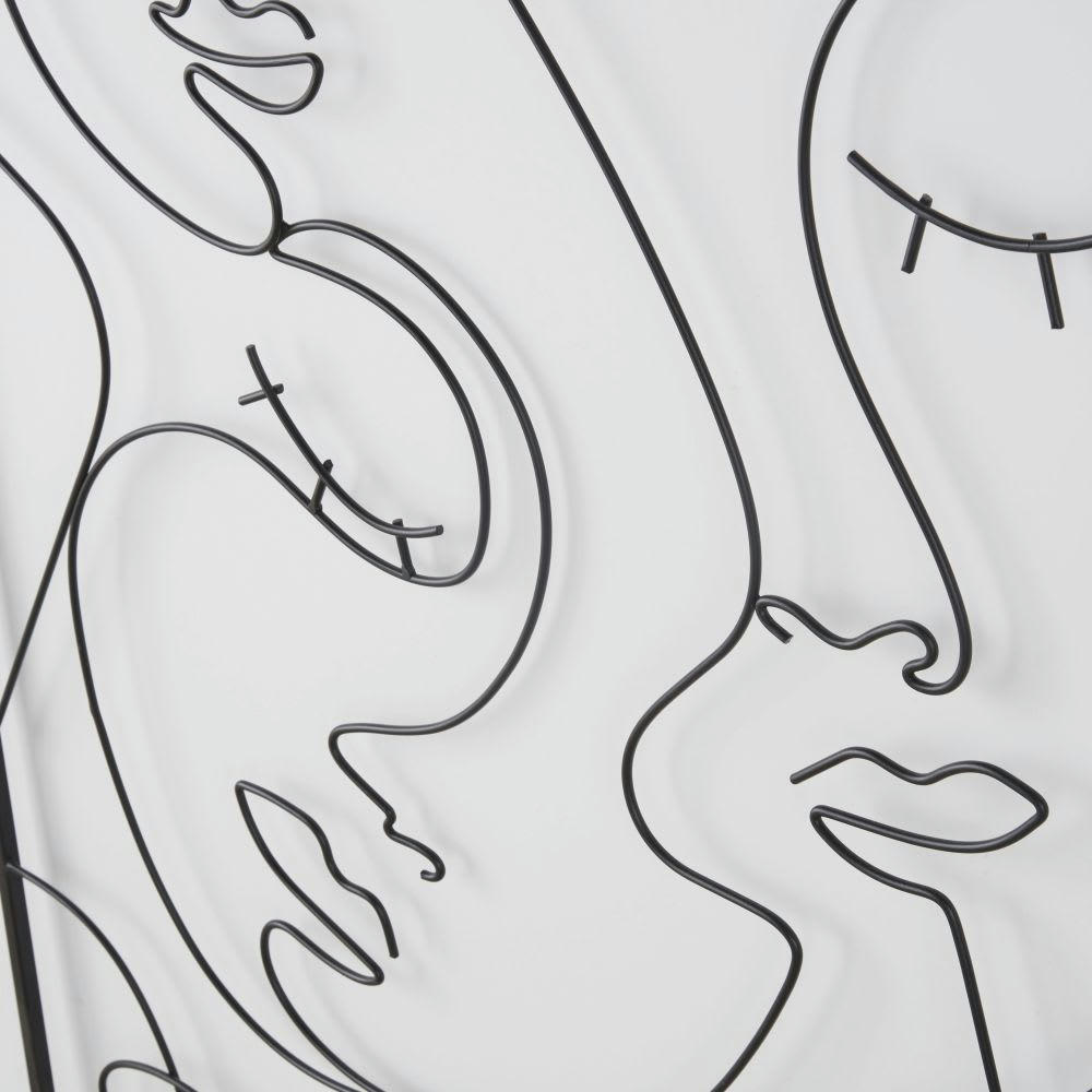 LIVIA - Déco murale visages abstraits en métal filaire noir 100x120