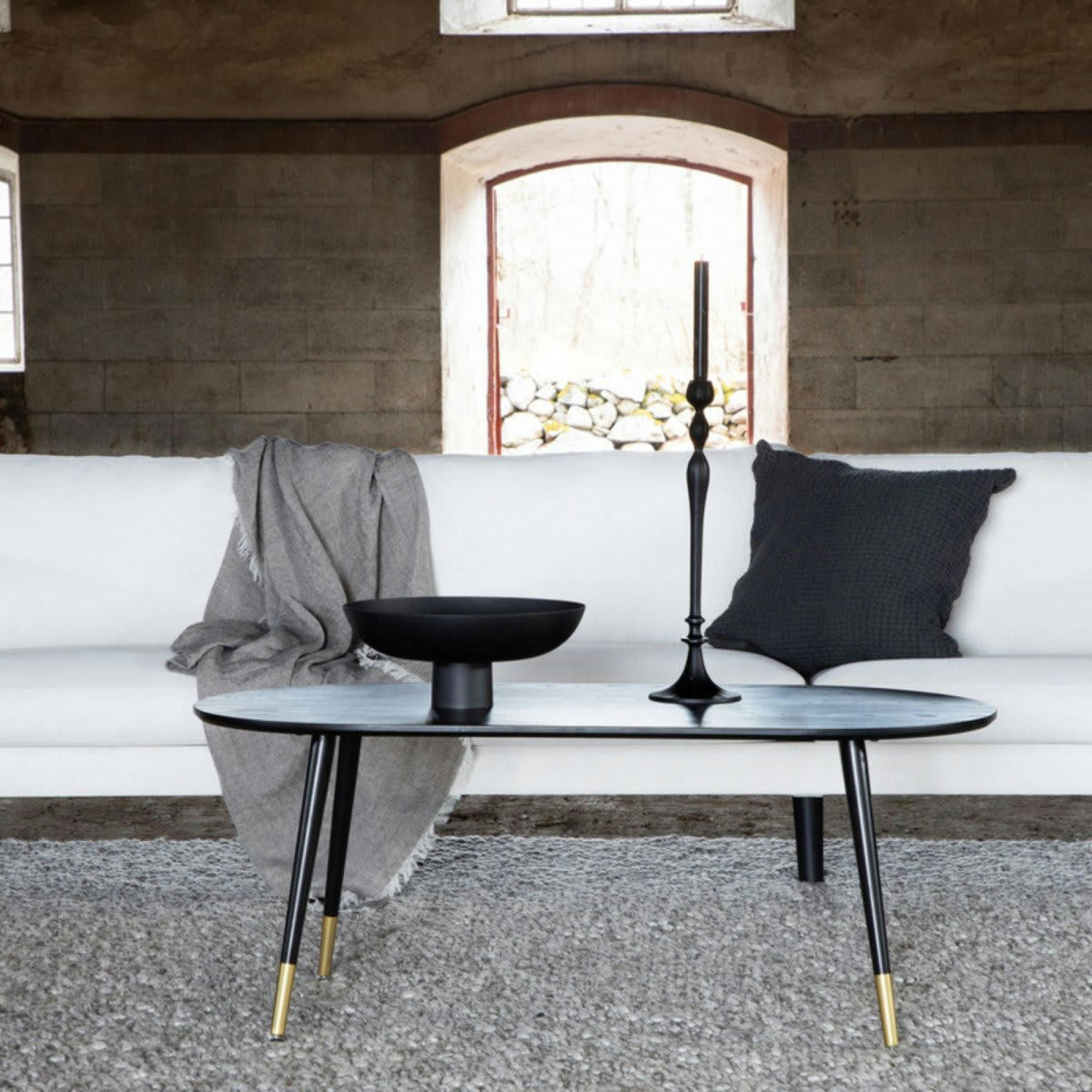 SOLAP - Canapé droit 3 places en tissu beige