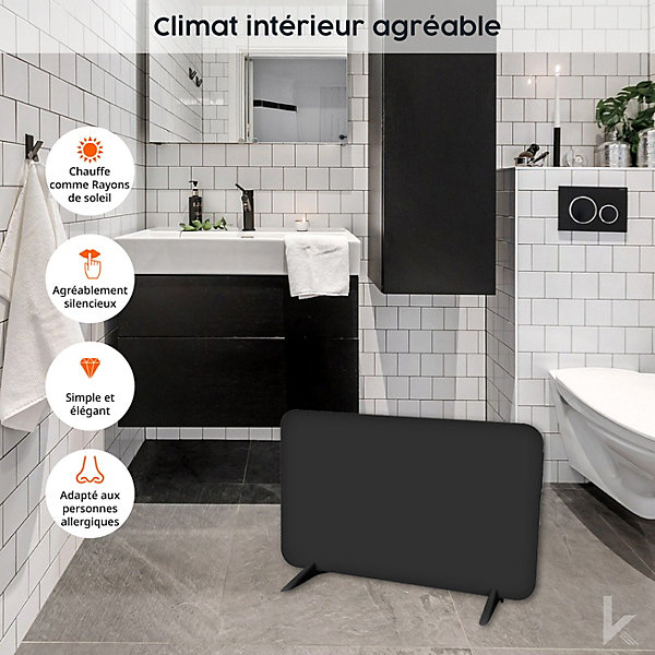 Könighaus 450W Chauffage Infrarouge Smart Dual Noir - Mural/Posé - WIFI et Télécommande