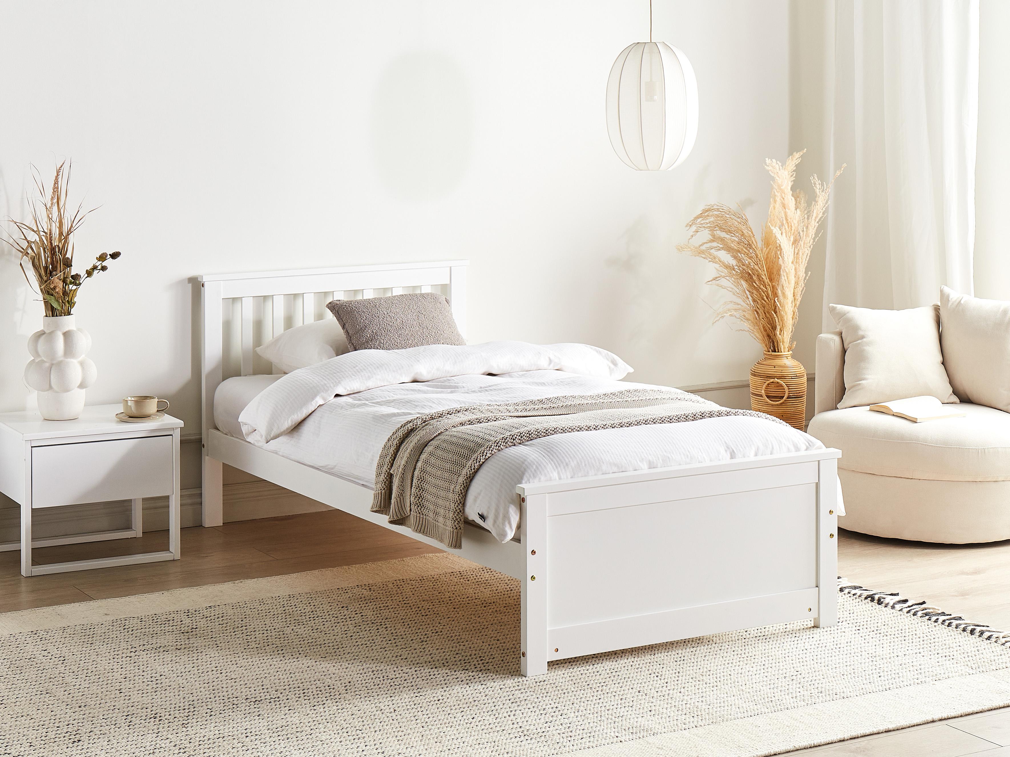 Bed Pine Wood OLENDON 90 x 200 cm (EU Single) White