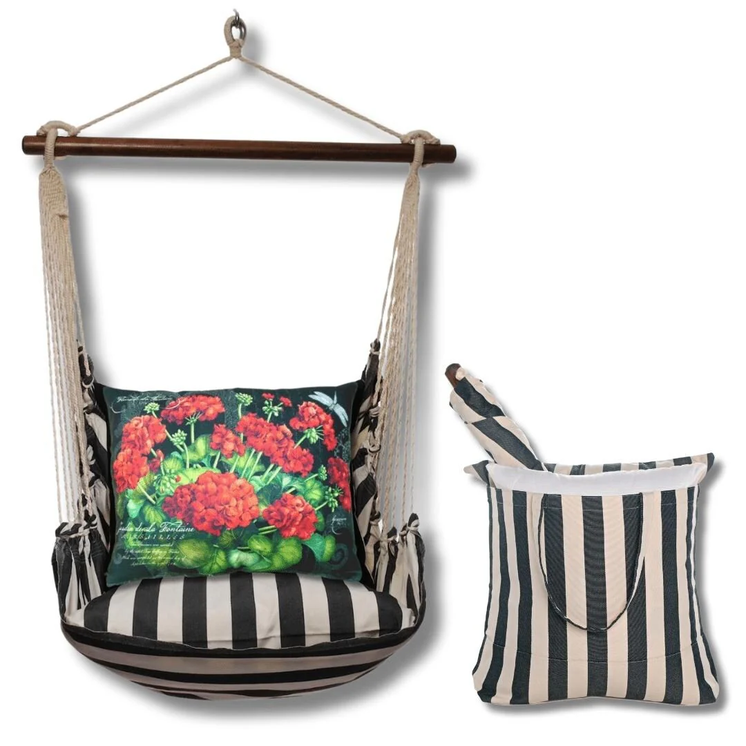 Magnolia Casual Swing Set 4 piece - True Black Stripe w/ Geranium on Black