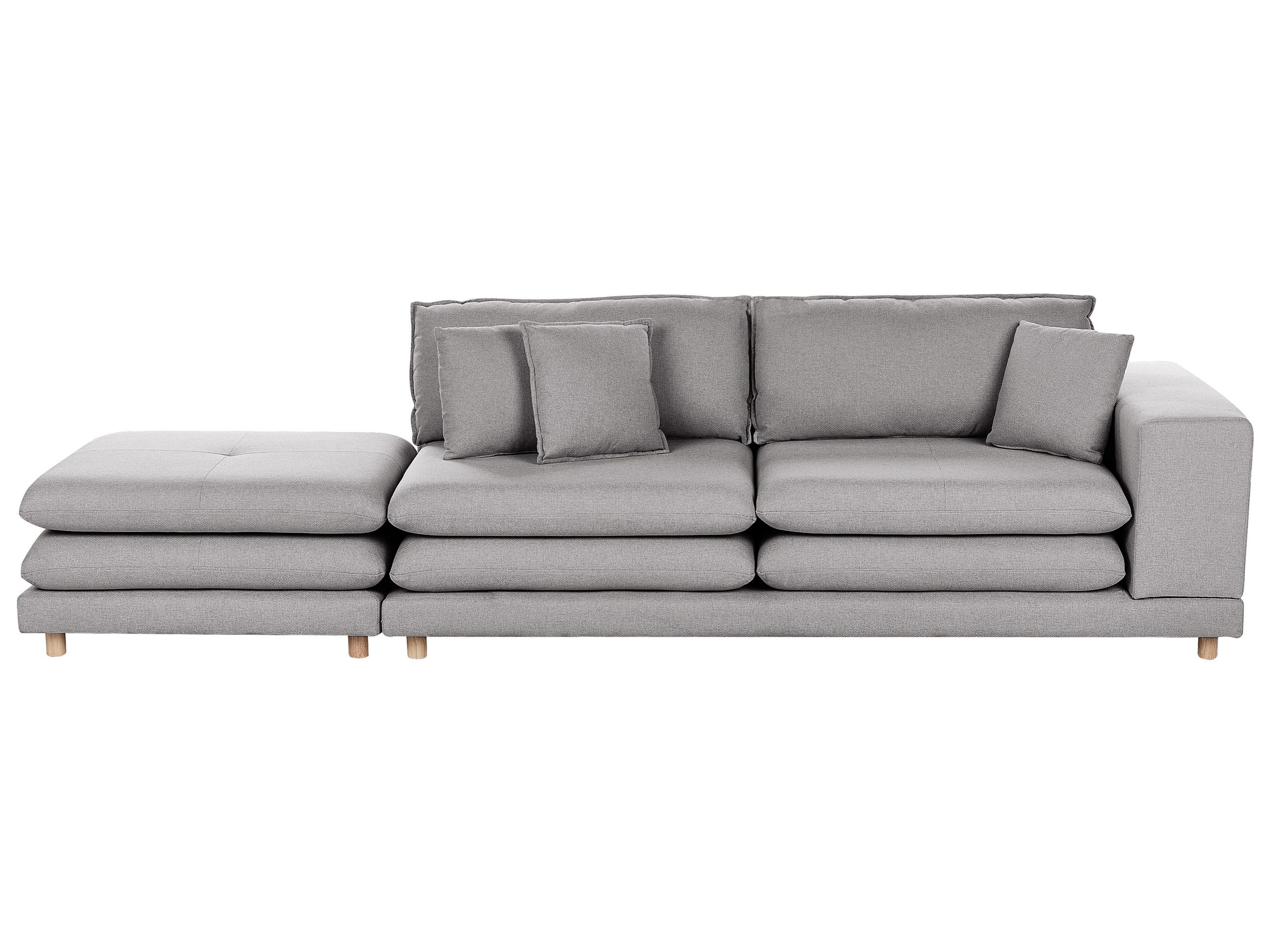 Sofa tapicerowana 2-osobowa z otomaną szara