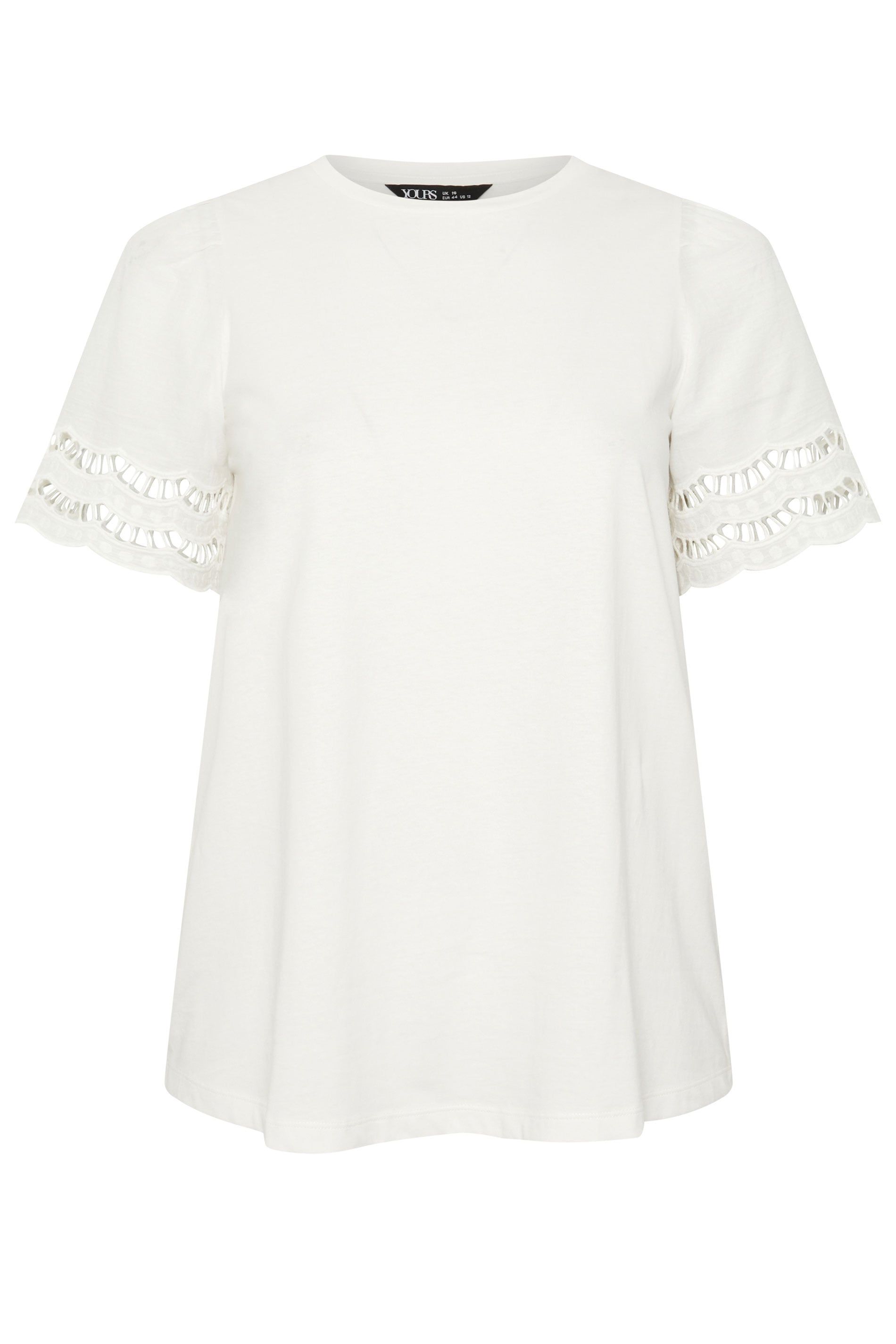 Yours Broderie Anglaise Angel Sleeve T-Shirt