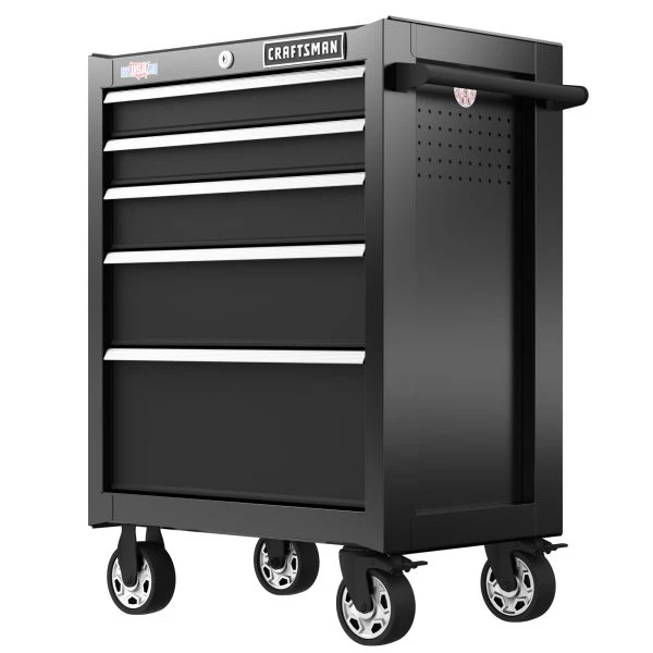 26.5-in W x 37.5-in H 5-Drawer Steel Rolling Tool Cabinet (Black)