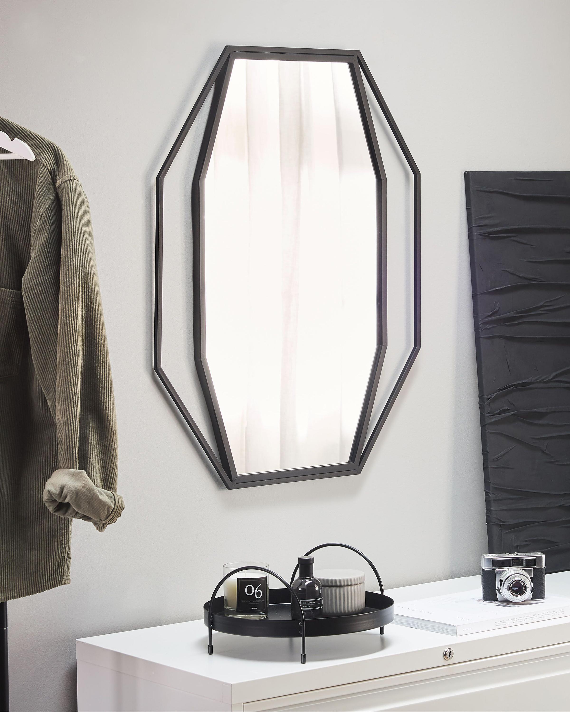 Wall Mirror NIRE 60 cm 80 cm Metal Graphite Grey