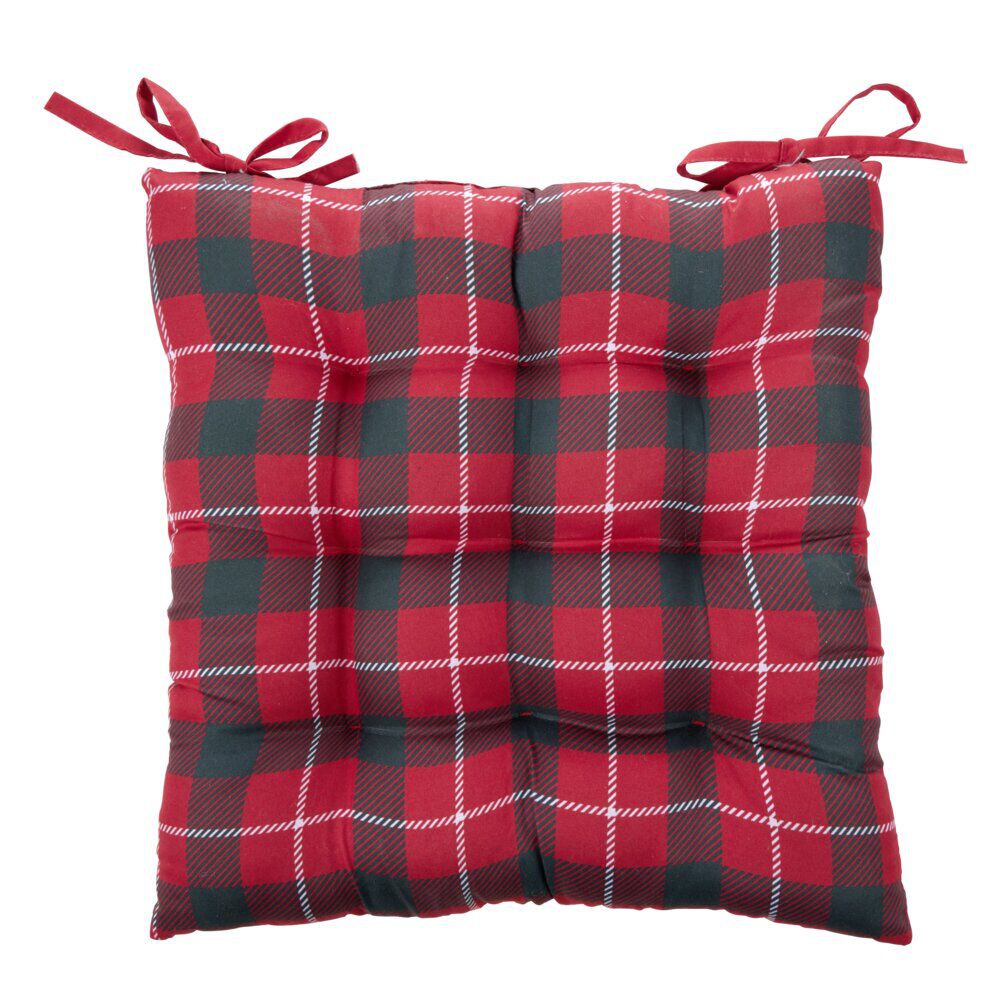 Galette de chaise carré tissu motif No&euml;l 40x40cm (4 modèles)