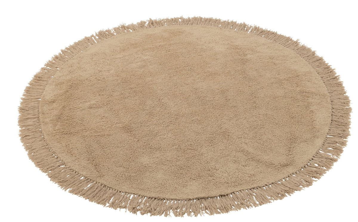 J-Line tapijt Rond   Franjes - katoen - beige
