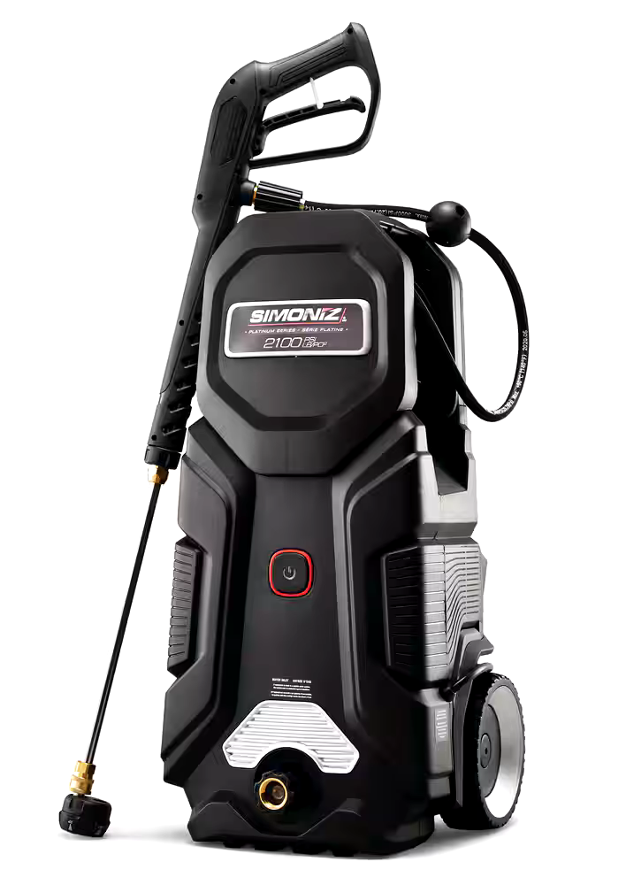 Simoniz Platinum 2100 PSI 1.5 GPM Corded Cold Water Wheeled Brushed Electric Pressure Washer w/ Foam Blaster
