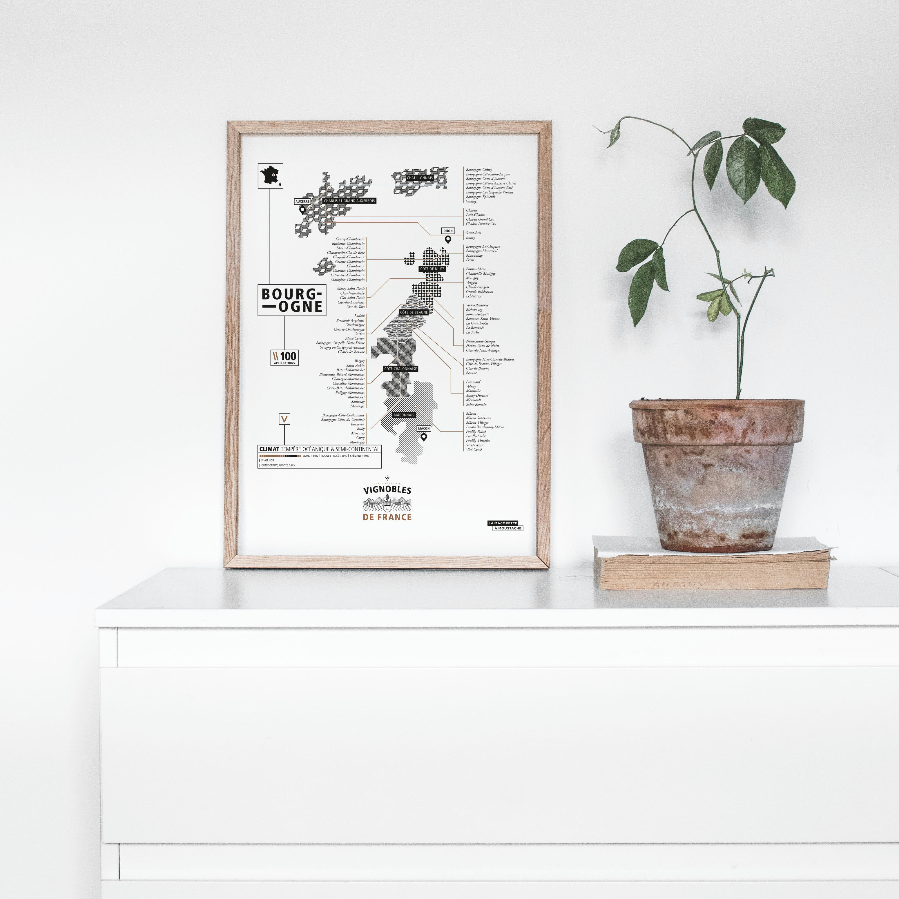 - Affiche d'art vignoble de Bourgogne 30 X 40 cm