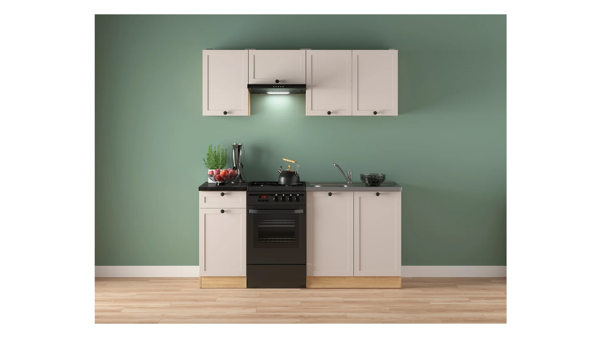 Komplet kuchenny Junona Line 170 cm dąb bernstein/uni kaszmir z blatem