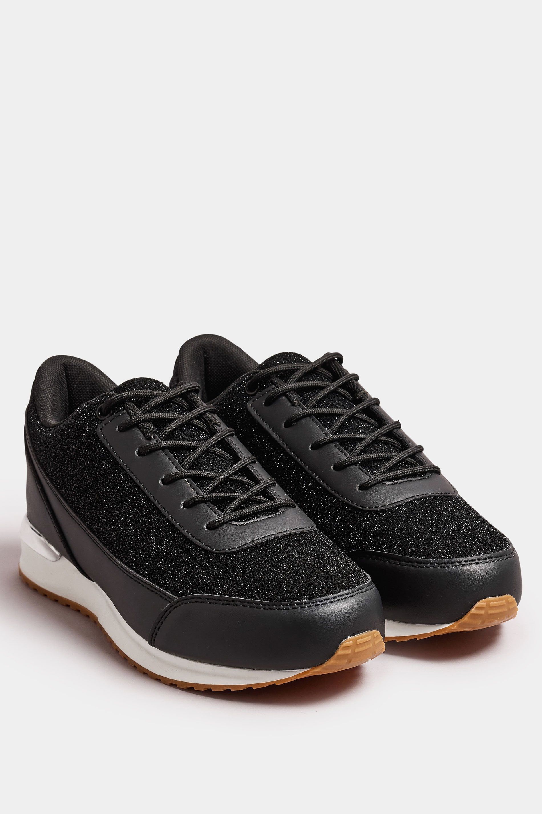 Yours Wide Fit Glitter Metallic Trim Trainers