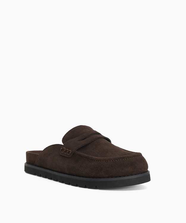 Goldens Brown - Suede Backless Mule Loafers