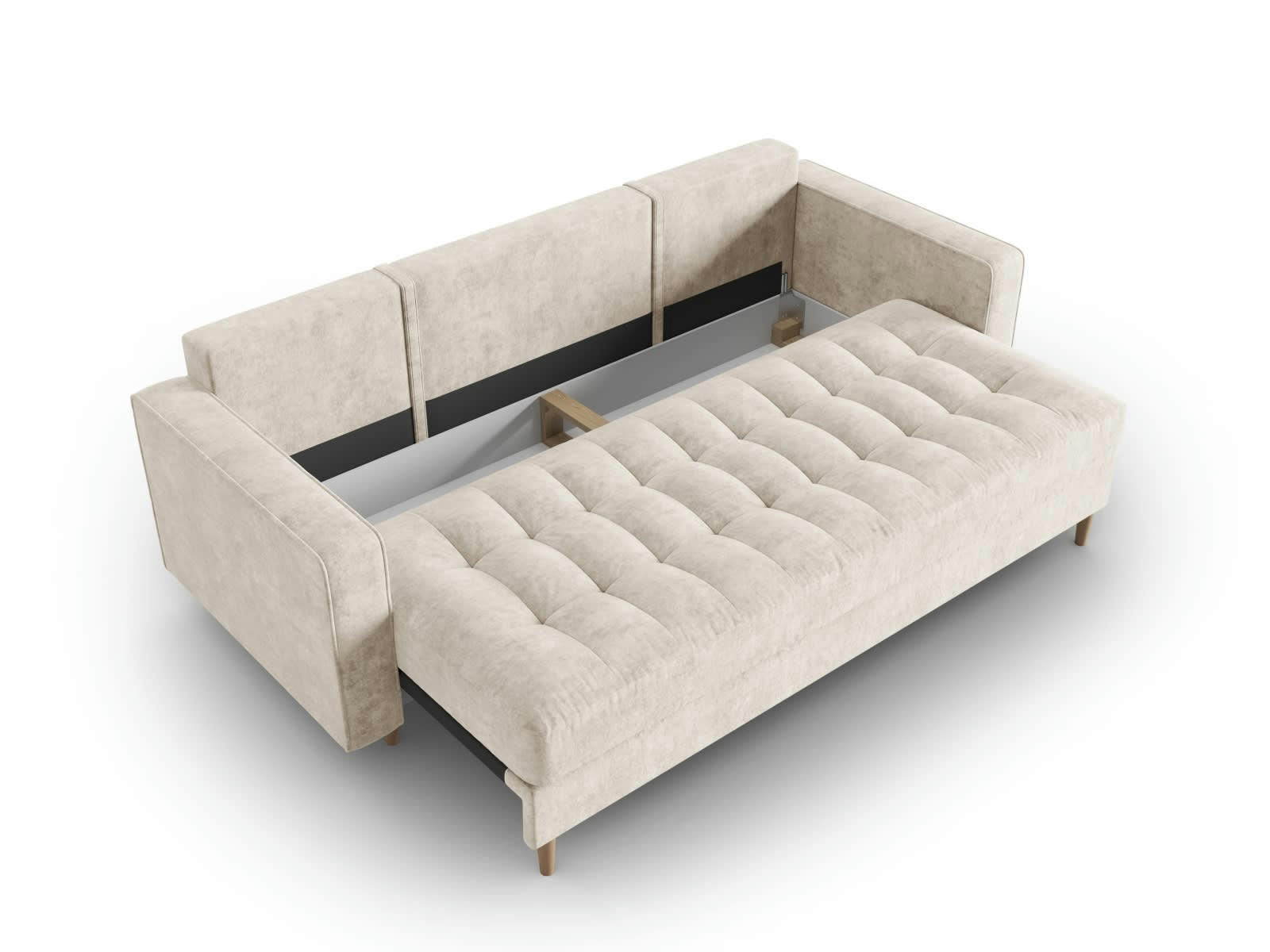 GOBI - Canapé convertible 3 places en tissu structuré beige