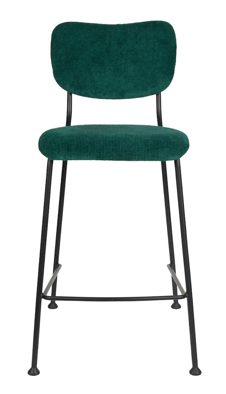 BENSON - Tabouret de comptoir rétro en velours vert