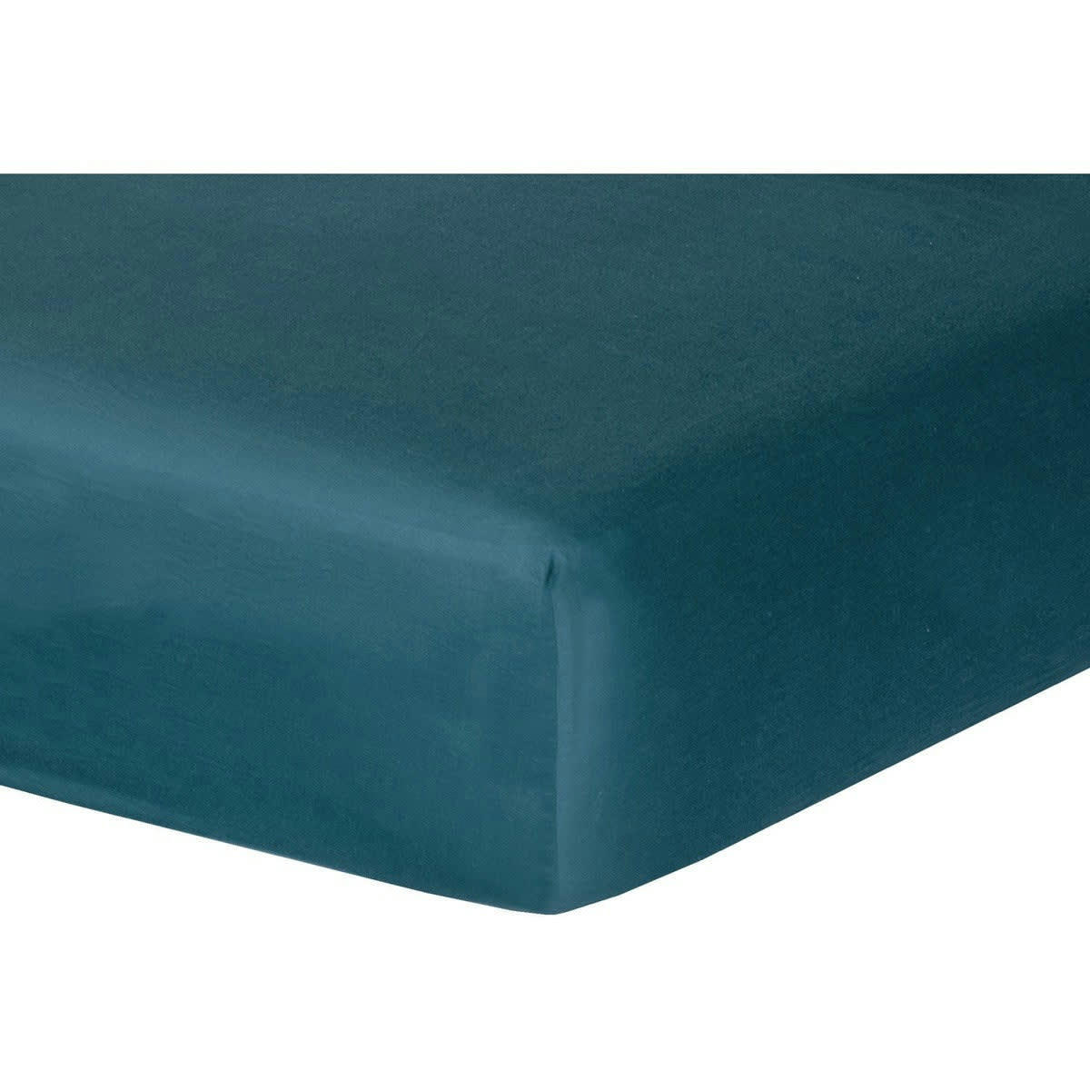 JULIA - Drap housse satin de coton  180x200x40 vert canard