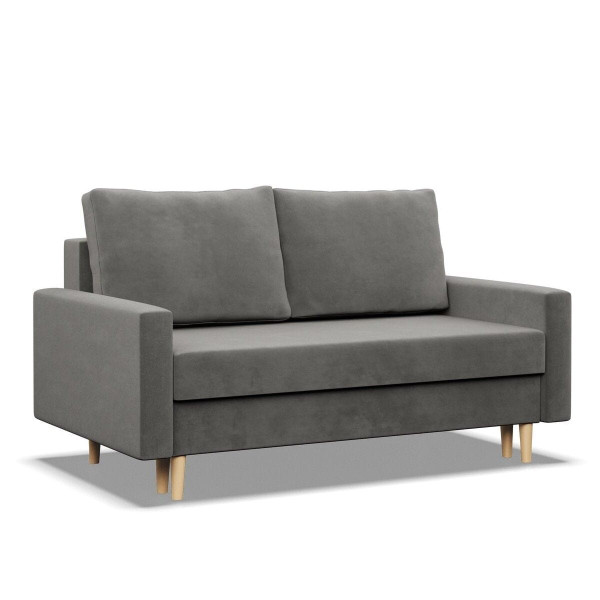 Sofa rozkładana, MILO, velvet, 152x92x92 cm, jasny szary | TYLETEGOTU