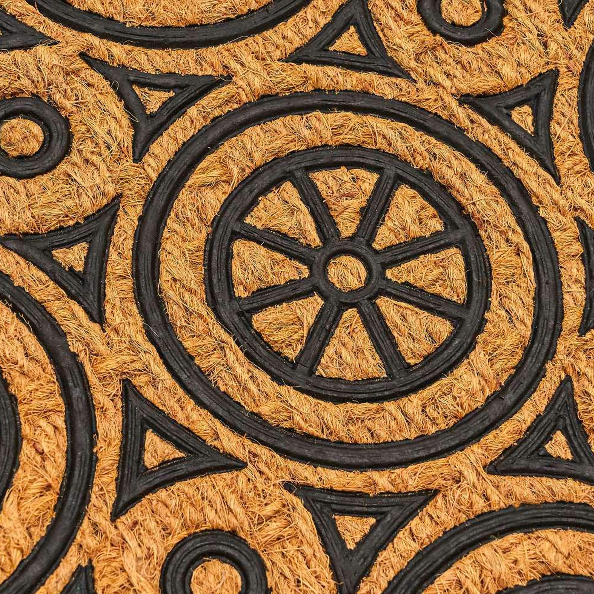 - Paillasson en caoutchouc et fibres de coco ronds 60x40cm