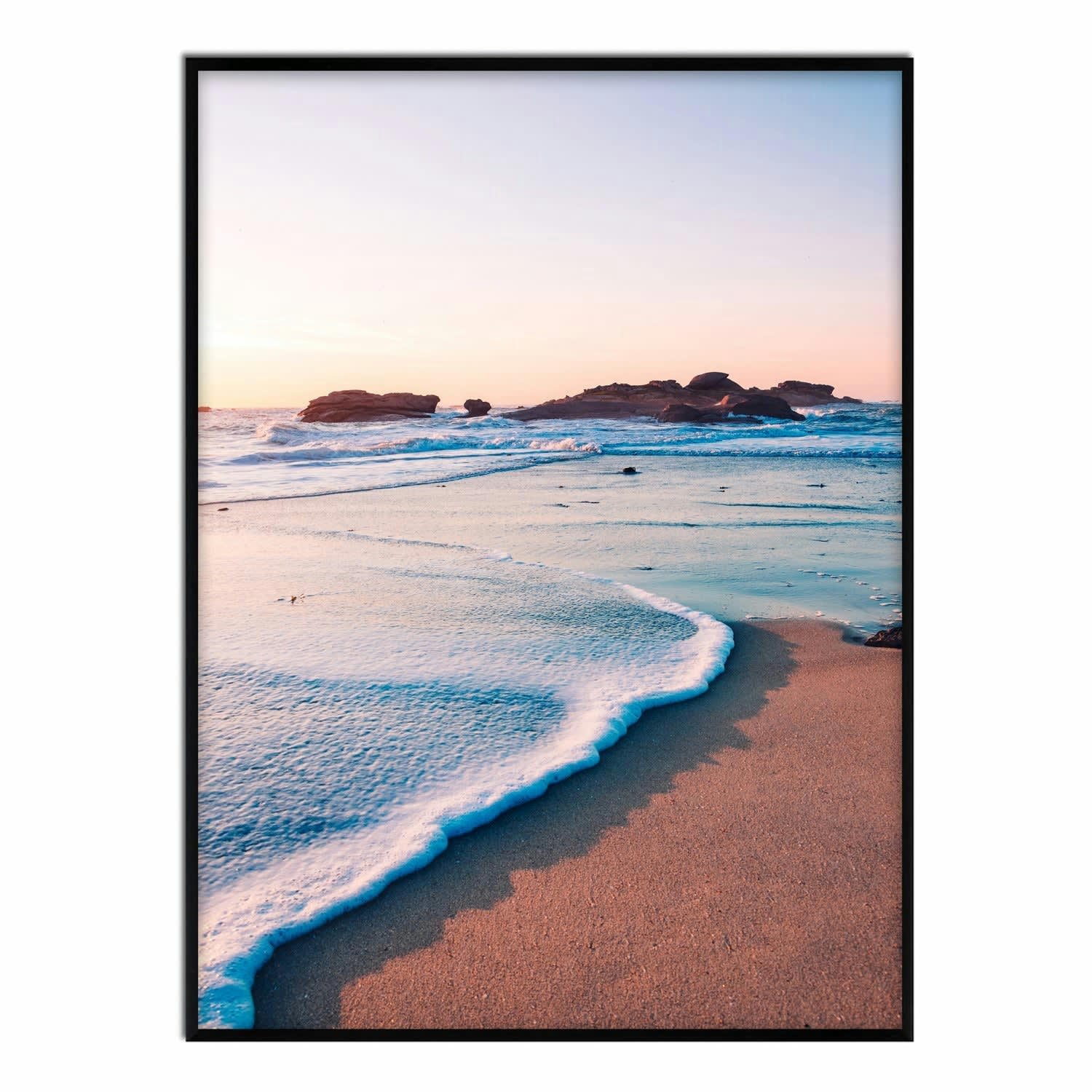 MAR - Affiche avec cadre noir - Sur la rive - 50x70