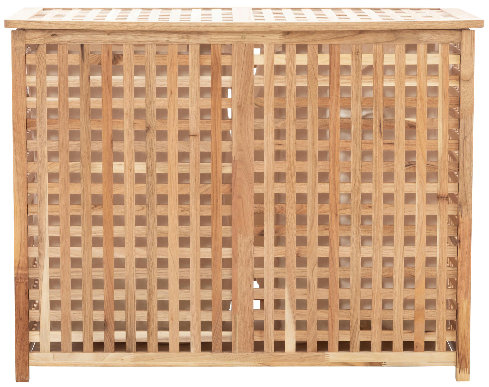 PATEA - Panier à linge avec 2 compartiments en bois Noyer