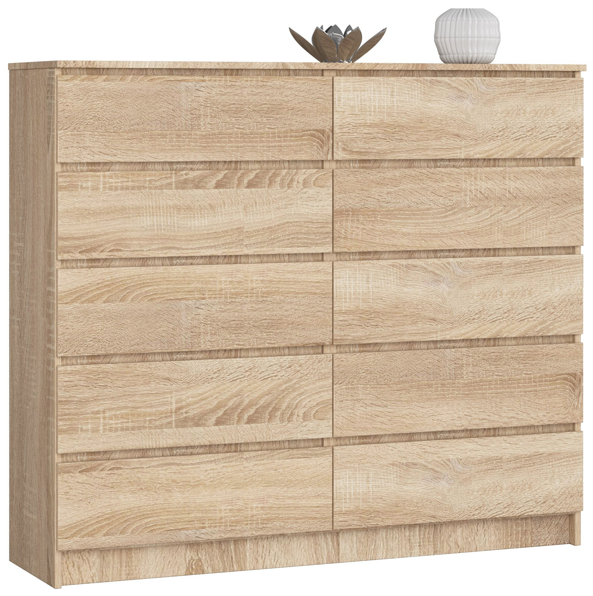 Komoda AKORD K140 Dąb Sonoma 10 szuflad mat 138x40x121 cm