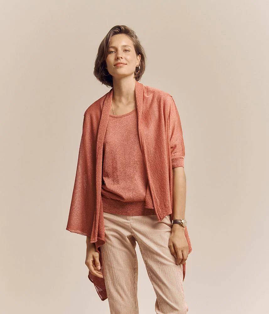 Gilet en maille viscose irisée GECUIVRE/81237/110