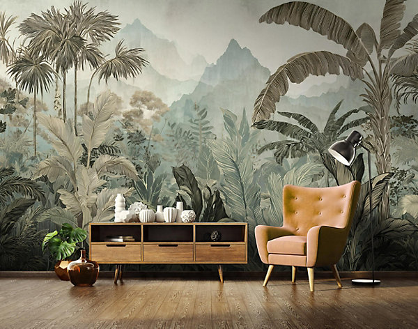 Papier Peint Intissé Panoramique Pour Chambre Cuisine Jungle Forêt tropicale 300x210 cm